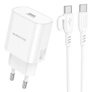 Incarcator Borofone Borofone BA82A single port PD25W charger set (Type-C to Type-C) [White]